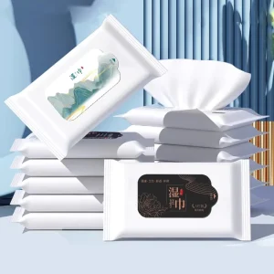 Custom Cotton Disposable Wet Towel for Hotels and Catering Small Commercial Conference Use Logo Printed Wet Cleansing Wipes