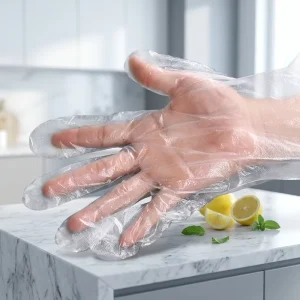 Custom Design Reusable Waterproof Thick Comfortable 0.6g PE Hand Gloves for Home Use