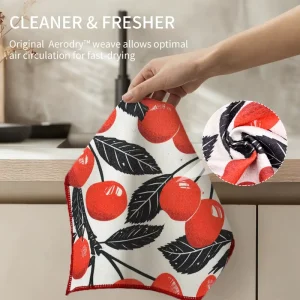 Custom Digital Print Floral Premium Waffle Towel 40*40cm High Water Absorbing Quick Drying Dish Cloths