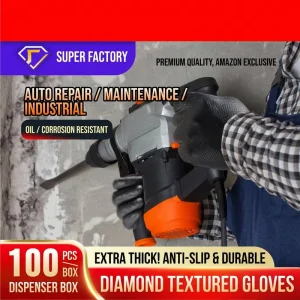 Custom Disposable Black Nitrile 8mil Thick Powder Free Protective Gloves Diamond Grip Waterproof Durable for Home Machinery
