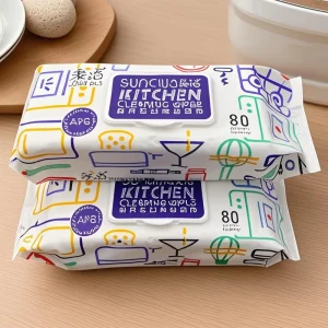 Custom Eco-Friendly Non-woven 80pcs Ultra Soft Unscented Dish Cleaning Wipes for Adult Dirt Removal Disposable
