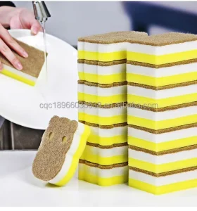 Custom Factory Supplier High Density 3 layers Kitchen Dish washing Non scratch Scouring Pad Household Cleaning Sponge