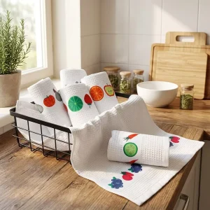 Custom High Quality Antimicrobial Eco-Friendly Cotton Polyester Kitchen Towels and Accessories with Geometric Pattern