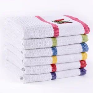 Custom High Quality Cotton Waffle Embroidery Printing Kitchen Towel Tea Towel Kitchen Towels