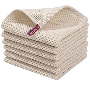 Custom Home 100% Cotton Waffle Weave Kitchen Dish Cloths Ultra Soft Absorbent Quick Drying Machine Washable Dish Towels
