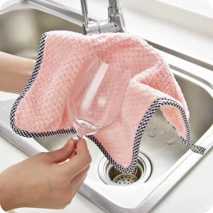 Custom Kitchen Cleaning Cloths Hanging Woven Washable Microfiber Wiping Rags Kitchen Hand Towel for Dish Drying Cleaning