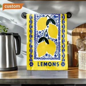 Custom Lemon Design 100% Cotton Digital Printing Kitchen Towel Tea Towel Dish Towel Gift Towel Promotion Towel Decoration Towel