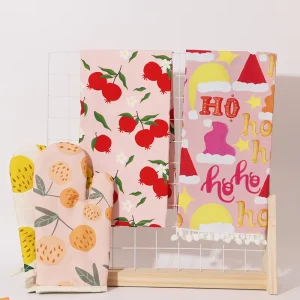 Custom Logo 100% Cotton Tea Towel Eco Friendly Reusable Dish Cloth Super Absorbent Kitchen Towel Set