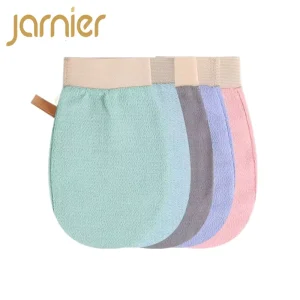 Custom Logo 100% Natural Double Layer Cotton Exfoliating Gloves Bath Mitt for Body Scrub
