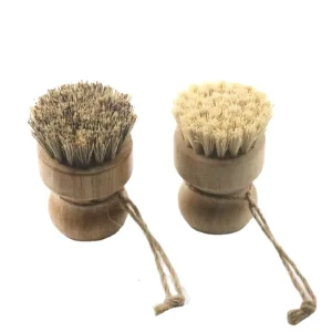 Custom Logo Bamboo Coconut Sisal Cleaning Dish Bottle Pot Brush, Natural Wood Scrub Brush, Wooden Handle Cleaning Brush Set