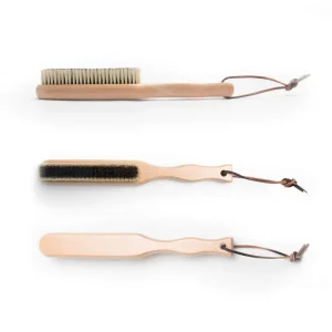 Custom Logo Cashmere Coat Brush with Beechwood Natural Soft Horse Hair Bristle Clothes Lint Remover Brush
