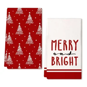Custom Logo Christmas Kitchen Towel 100% Cotton Dish Cloth Cleaning Tea Towels