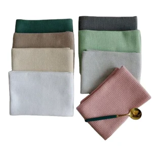 Custom Logo Dish Tea Towel Dinner Cotton Waffle Tea Towel Cotton Cleaning Kitchen Tea Towel