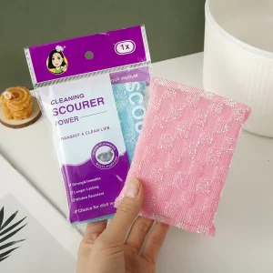 Custom Logo Heavy Duty Non Scratch Double sided Cleaning Scrub Sponge Dish Scouring Pads for Household Use