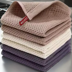 Custom Logo High Quality 100% Cotton Waffle Kitchen Tea Towel Soft Absorbent Waffle Weave Small Hand Towel for Kitchen