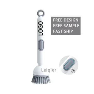 Custom Logo Kitchen Cleaning Dish Brush with Soap Dispenser Dish Brush with Adjustable Angle Handle Easy Use Hanging