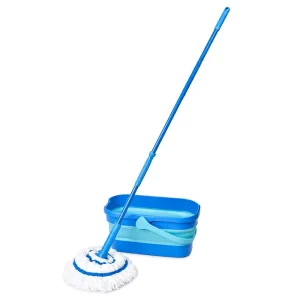 Custom Logo Mop and Bucket Set with Collapsible Foldable Bucket Telescopic Handle Round Microfiber Head Floor Cleaning Tools