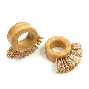 Custom Logo Natural Bamboo Dish Scrub Brush Kitchen Use Cleaning Brushes for Fruit Vegetable Washing