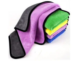 Custom Logo Packing Strong Water Absorbent Microfiber Coral Fleece Glasses Car Wash Towel Quick Dry Double Sided