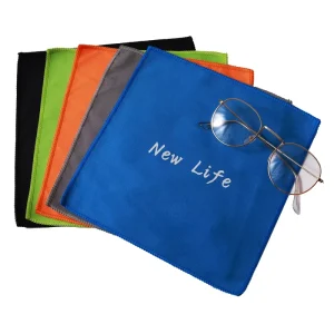 Custom Logo Silk Screen Printed Sewn Edge Microfiber Suede Cloth Microfibre Glasses Cleaning Cloths