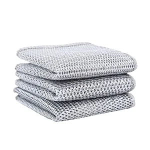 Custom Logo Silver Wire Dish Towel Non Scratch Multi purpose Kitchen Towel for Dishwashing and Household Cleaning Dish Cloth