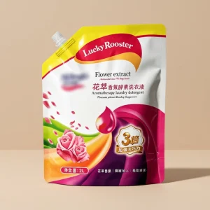 Custom Logo Soap Shampoo Laundry Detergent Dishwashing Liquid Stand up 500ml 1 Litre Plastic Doypack Spout Pouch With Handle