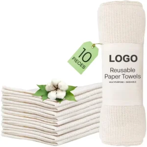 Custom Logo Washcloths Reusable and Washable Waffle Fabric Towels Organic Cotton Dish Cloths for Kitchen