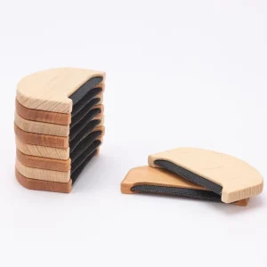 Custom Logo Wooden Lint Brush Reusable Clothes Pet Hair Remover Fabric Cleaner with Rubber Bristles