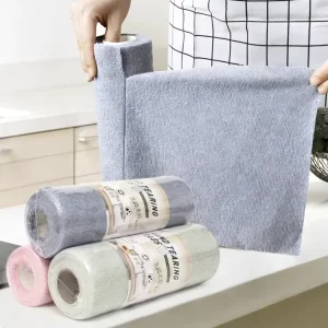 Custom Logo and Packing Multi-Purpose Absorbent Tear-Off Edgeless Microfibre Towel Roll Rag Kitchen Microfiber Cleaning Cloth