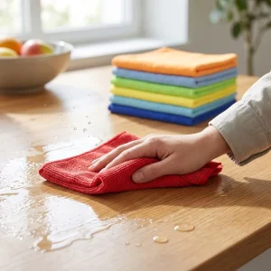 Custom Microfiber Absorbent Wipe Dust Cloth Wiping Pad Lint Resistant Dishcloth for Tableware Washing