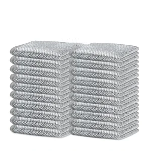 Custom Microfiber Dish Towels Silver Stainless Steel Rag Non Scratch Quick Dry Reusable Cleaning Cloth for Kitchen Use