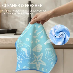 Custom Microfiber Kitchen Dish Towel Set Quick-Dry Absorbent Waffle Weave Novelty Pattern ISO Certified Towels