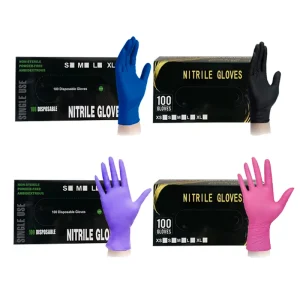 Custom Package Black Nitrile Gloves Beauty Nail Tech Use White Blue Pink Powder Free Latex Free Nitrile Gloves