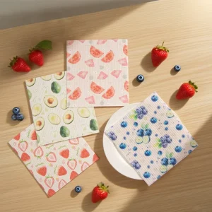 Custom Pattern Modern Style Wood Pulp Cotton Cloth Dishwashing Cellulose Kitchen Cleaning Sponge Scouring Pad