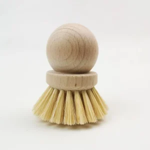 Custom Portable Beech Wood Handle Eco Friendly Sisal Bristles Dish Cleaning Brush with Custom Logo Packing for Kitchen