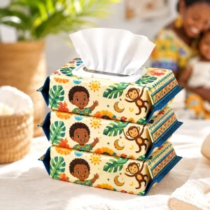 Custom Premium Fragrance free pH Balanced with Lid Tribal Style Pattern Print Baby Wet Wipes