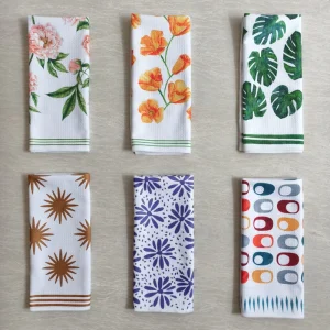 Custom Print Waffle Tea Towel Microfiber Cleaning Cloth Dish Towel for Kitchen