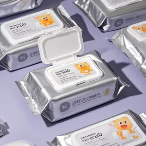 Custom Printed Empty Wet Wipes Pouch Flexible Wet Tissue Packaging Laminated Film Side Gusset Mylar Sachet Bag with Lid