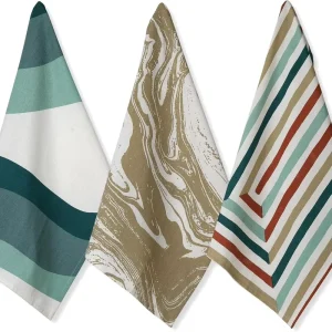 Custom Printed Floral Cotton Linen Tea Towel Set High Absorbency Eco-Friendly Quick-Dry Kitchen Towels with Logo