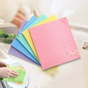 Custom Printed Microfiber Swedish Dish Cloth Biodegradable Compostable Natural Cleaning Towel Cellulose Sponge Dishcloth