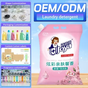 Custom Private Label Joya 2kg Eco-Friendly Rose Scent Enzyme Laundry Powder for Air-Conditioner Use Family Daily Color Fabric