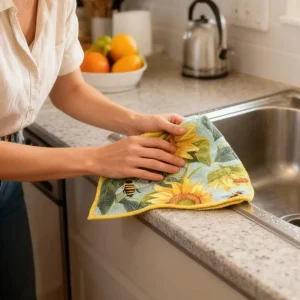 Custom Quick Dry Microfiber Sustainable Dish Towels Ultra Absorbent Reusable Cleaning Tea Hand Towels Waffle Kitchen Towel