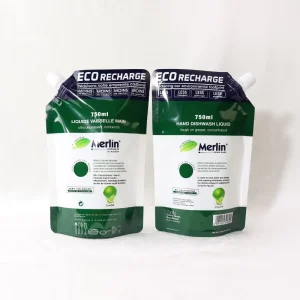 Custom Recycle 500ml 1l Laundry Soap Powder Dishwashing Liquid Packaging Spouted Bag Washing Refill Bags Detergent Spout Pouch