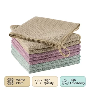 Custom Reusable Waffle Woven Kitchen Cleaning Towels Absorbent 30x30cm Microfiber Dish Rags for Household