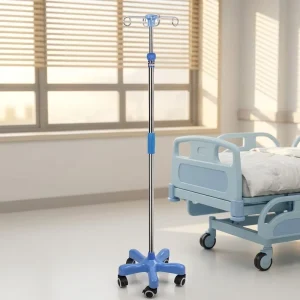 Custom Size IV Stand Adjustable Height Infusion Pole With 2/4 Hooks Wheels for Hospital Medical Care