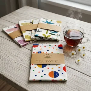 Custom Soft Pure Cotton Waffle Floral Kitchen Tea Towels (Eco Friendly Hypoallergenic Custom Logo Printing Available)