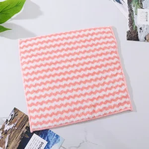 Custom Super Absorbent Double-sided Microfiber Coral Fleece Kitchen Dish Rag Cleaning Cloths Towels for Household