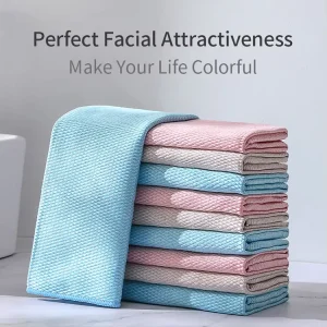 Custom Towels Fish Scale Microfiber Fiber Glass Cleaning Cloth Lint Free Streak Free Towel for Glass Window