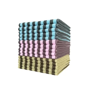 Custom Two-Color Striped Kitchen Square Microfiber Dish Towels 30*30 cm Free Sample Cleaning Cloths and Rags for Table Usage