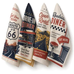Custom Vintage Printed Kitchen Tea Towels Custom Logo Travel Souvenir Cotton Kitchen Hand Towel for Home Decor Dish Towel